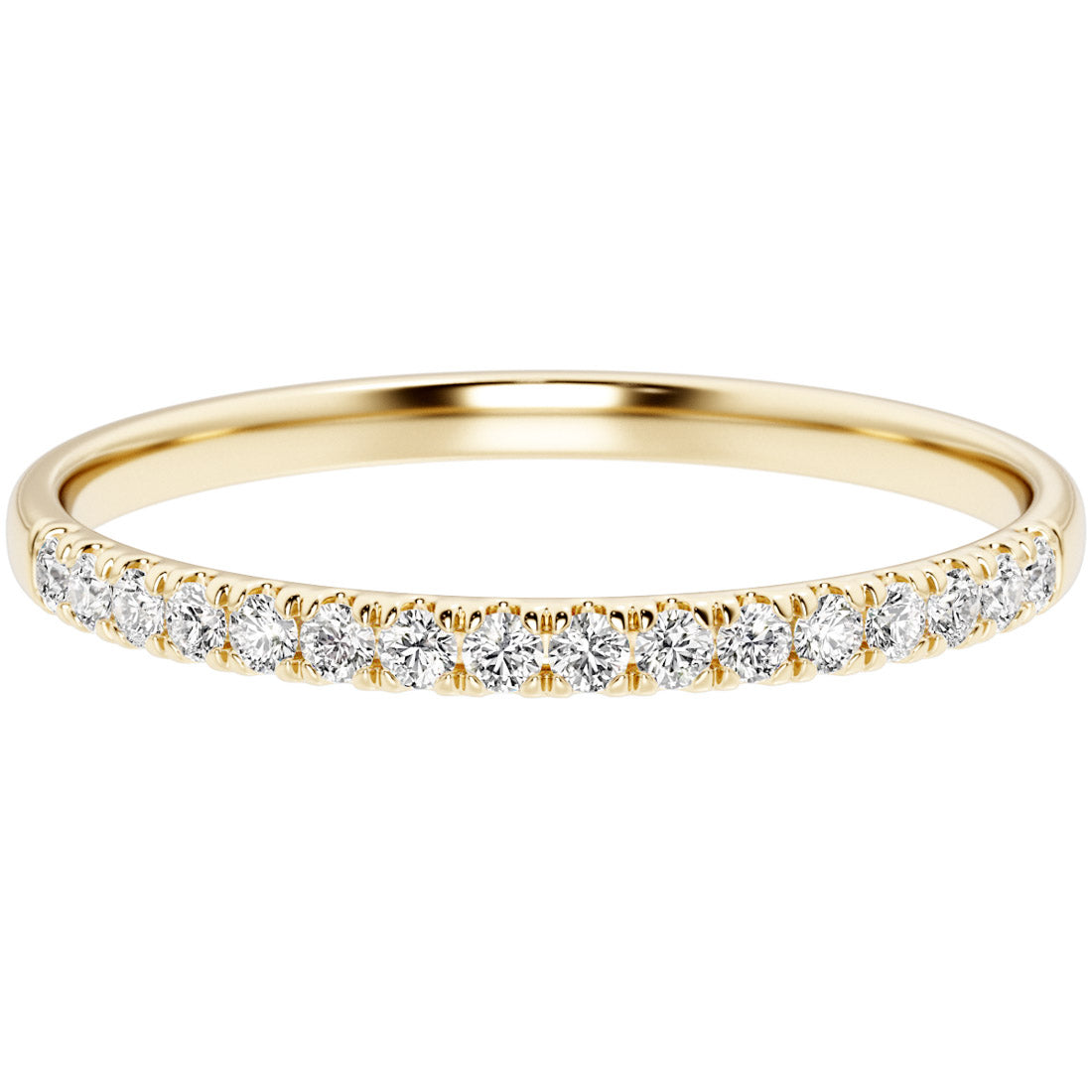 Gold ring with small diamonds on a white background