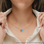 blue opal solitaire necklace in 14k gold, custom blue opalite jewelry