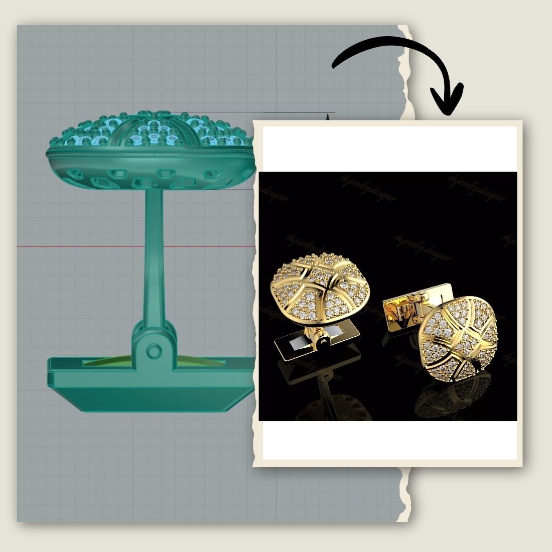 Custom gold corporate cufflinks with diamond accents, personalized executive jewelry