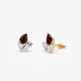 Custom - Nash - Garnet and Lab Diamond Earrings